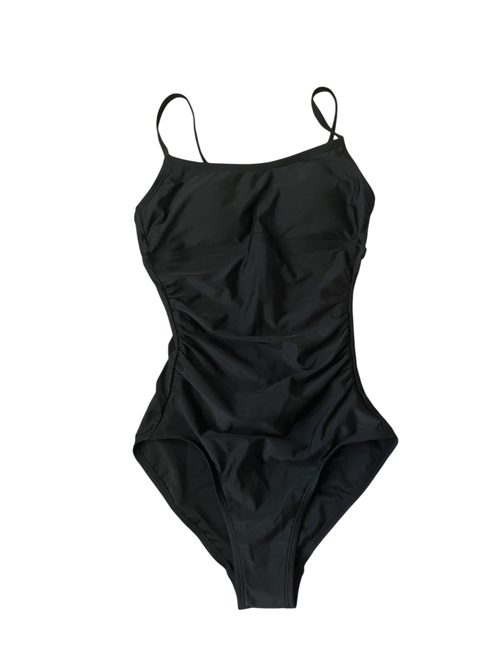 Black One-Piece Swimsuit with Slim Straps